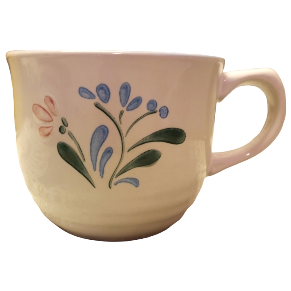 1 Vtg Cup Fascino Pink/Blue Floral W/ Green Leaves
